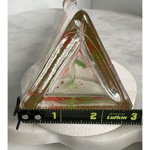 Hand Painted Glass Decanter Vase With Red Floral Design & Cork Lid - Picture 6 of 7